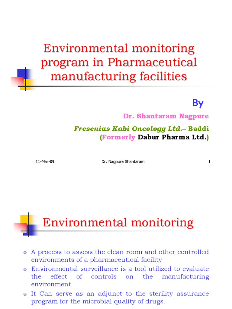 Environmental Monitoring Program in Pharmaceutical Manufacturing ...
