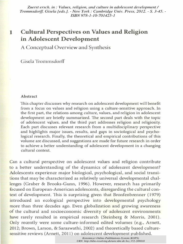 Cultural Impact on Adolescent Values | PDF | Adolescence | Sociology