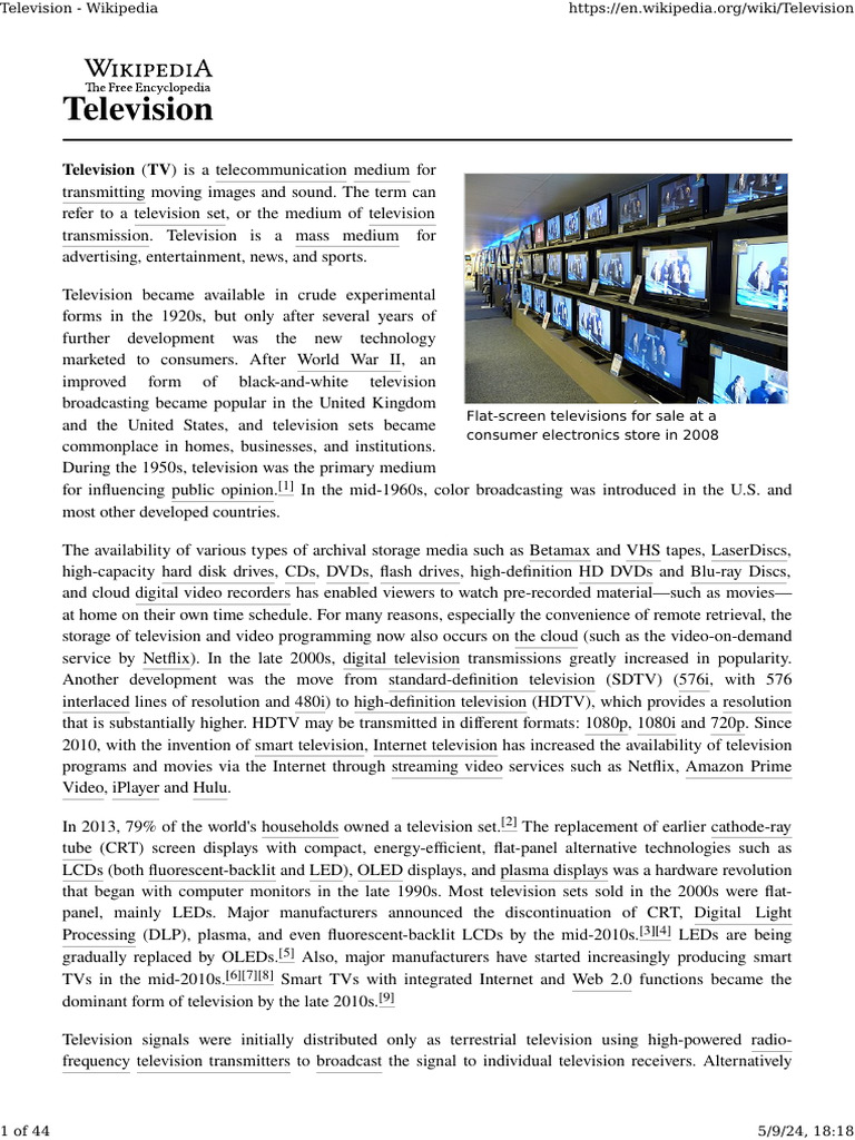 Evolution of Television Technology | PDF | Television | High Definition ...