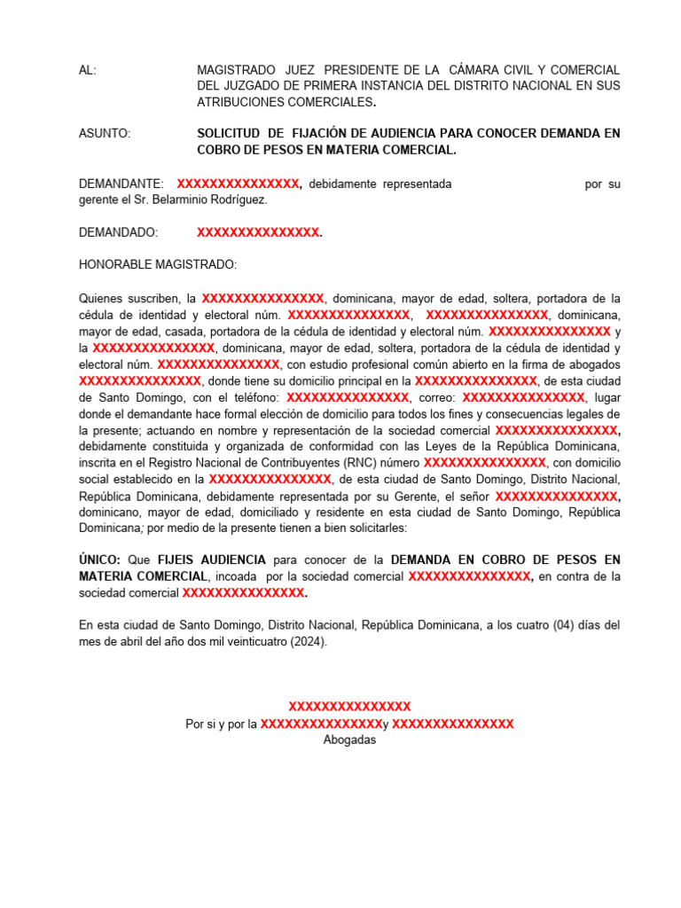 Modelo De Fijación De Audiencia Pdf