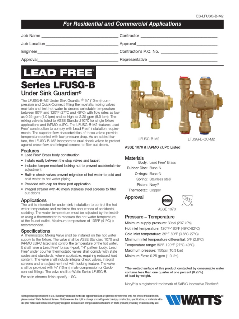 Es Lfusg B M2 PDF Water Heating Valve