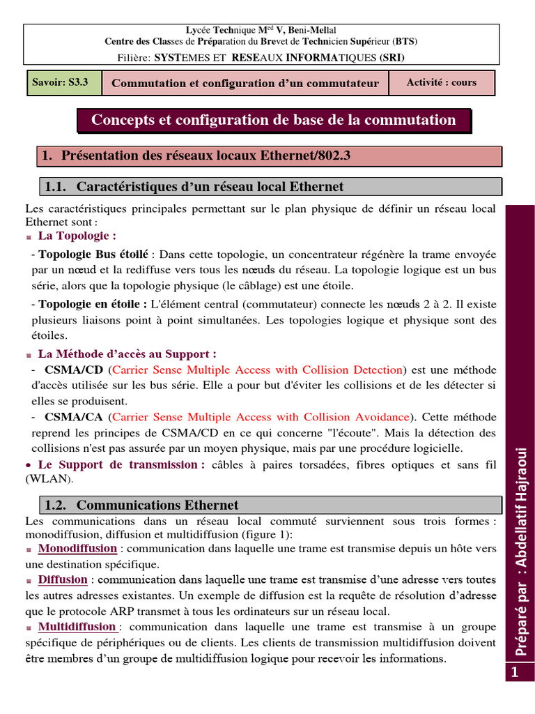 Chap 2-Concepts Et Configuration de Base de La Commutation - 2022 | PDF ...