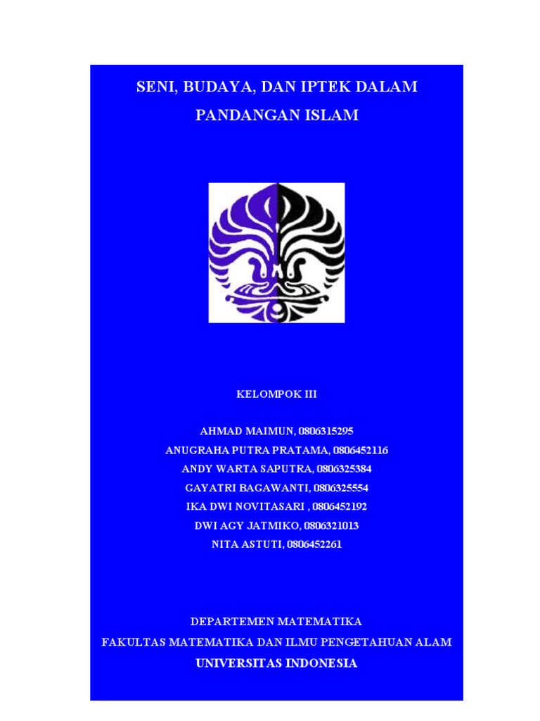 Makalah Seni Budaya Dan Iptek Dalam Pandangan Islam Pdf