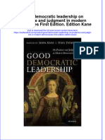 PDF Good Democratic Leadership On Prudence and Judgment in Modern Democracies First Edition Edition Kane Ebook Full Chapter