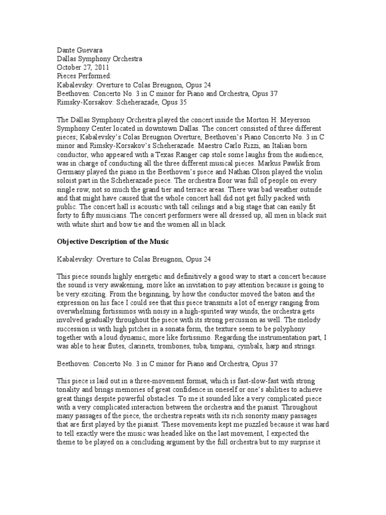 Concert Assignment For Music Appreciation 1306 PDF Concerto