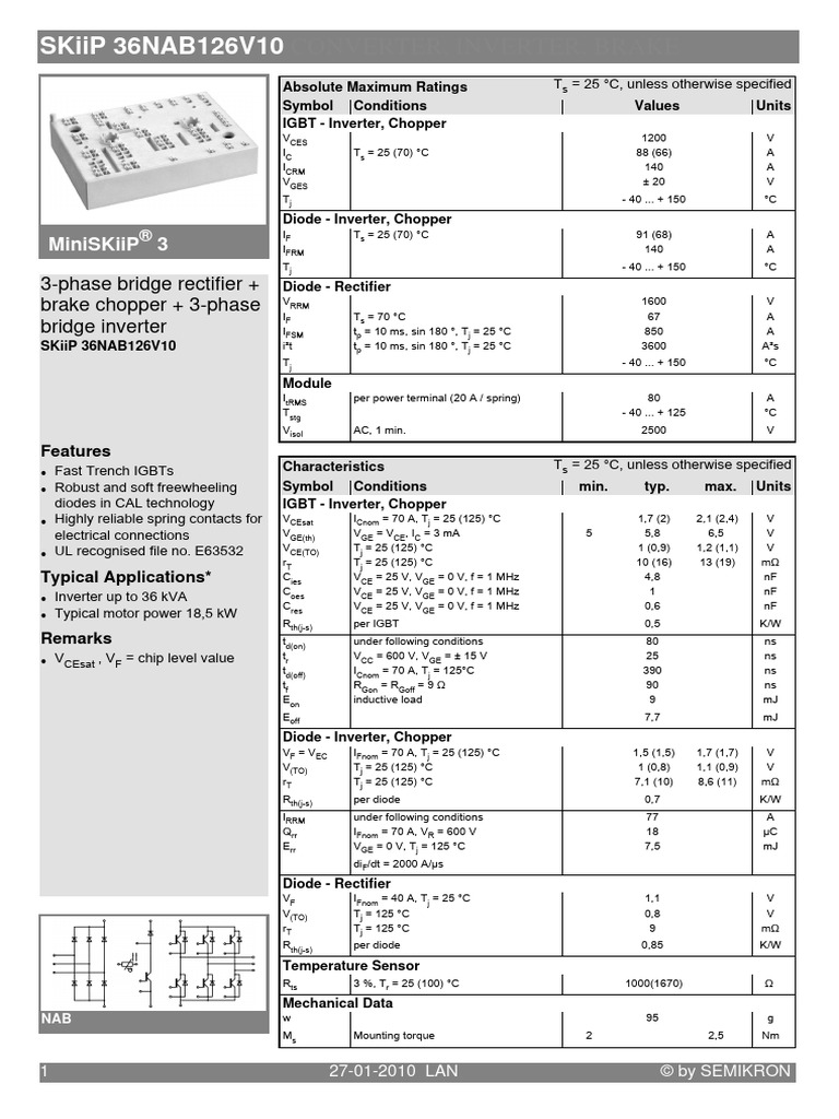 Semikron 13 A Skiip13NAB06V1 IGBT Module, 60 V at Rs 4000/piece in Mumbai