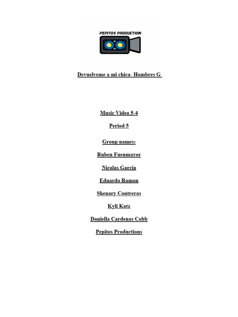 Music Video Production Plan | PDF