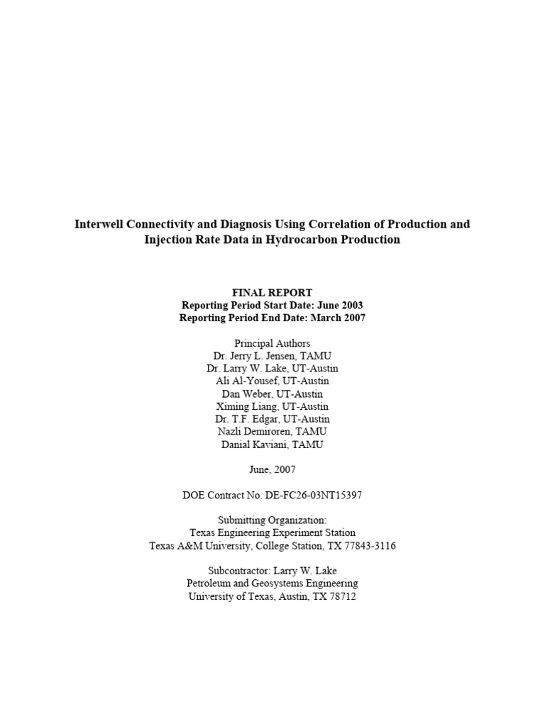 Interwell Connectivity in Hydrocarbon Production | PDF ...
