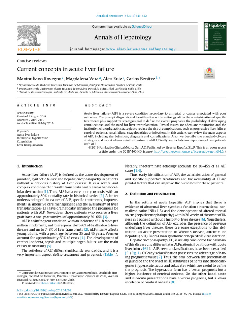 Current Concepts in Acute Liver Failure 2019 | PDF | Hepatitis ...
