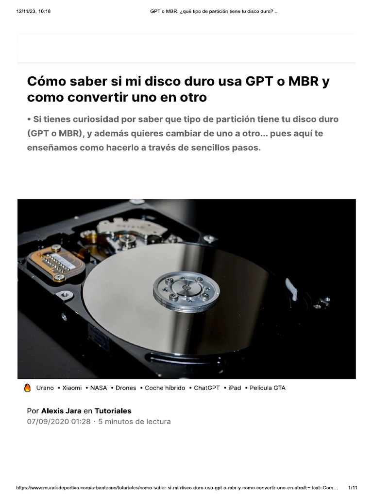 Cómo Saber Si Mi Disco Duro Usa GPT o MBR y Como Convertir Uno en Otro ...