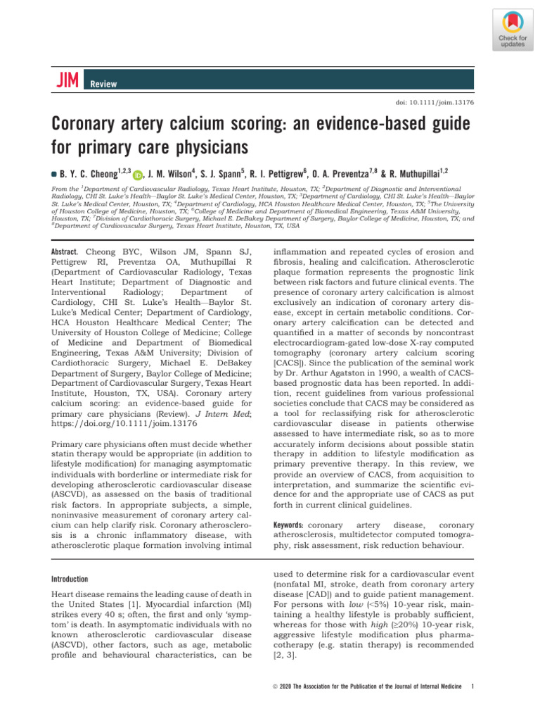 Coronary Artery Calcium Scoring An Evidence Based Guide Pdf