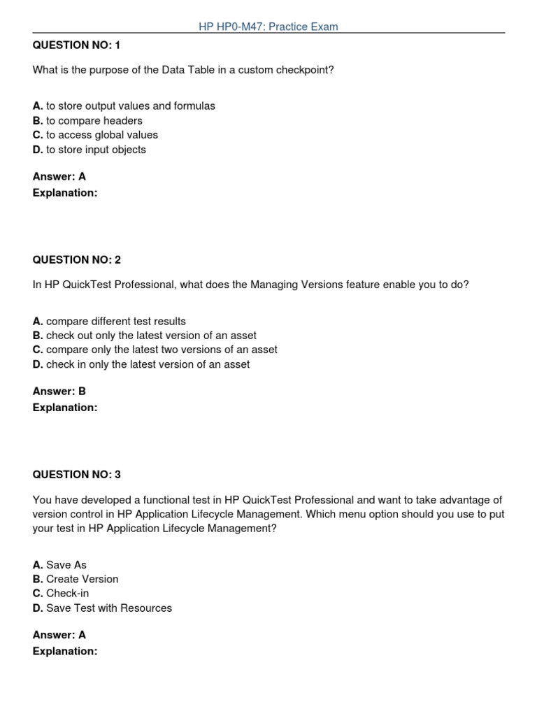 HP HP0-M47: Practice Exam | PDF | Web Browser | Internet Explorer