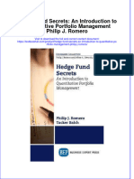 Textbook Hedge Fund Secrets An Introduction To Quantitative Portfolio Management Philip J Romero Ebook All Chapter PDF