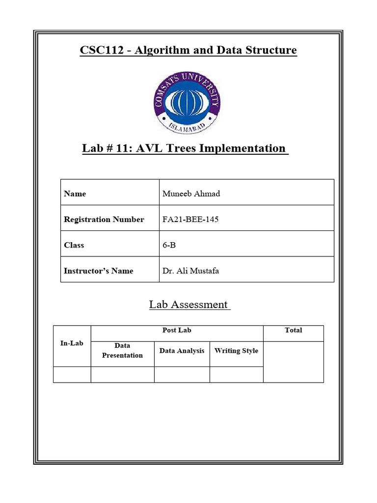 AVL Trees: Student Lab Guide | PDF