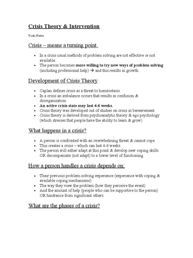 Understanding Crisis Development Stages | PDF | Coping (Psychology ...