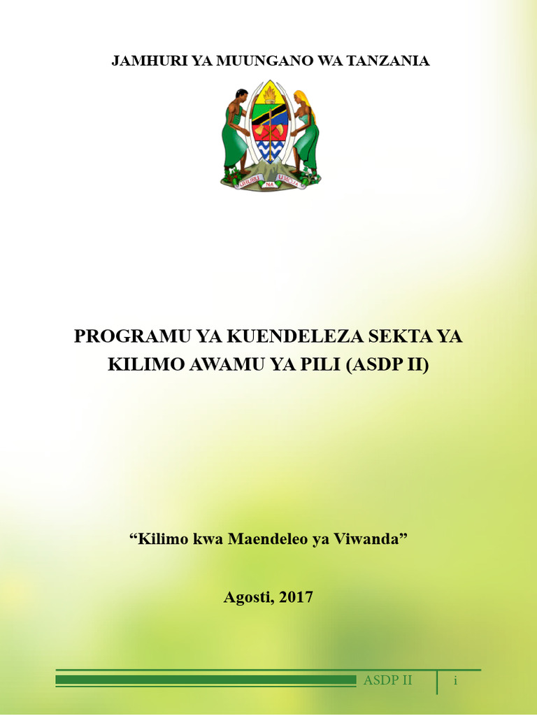 ASDP II Summary - Kiswahili. Complete | PDF