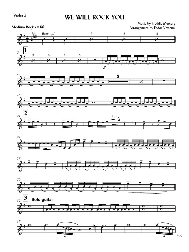 WE WILL ROCK YOU Violin 2 | PDF | Musicology