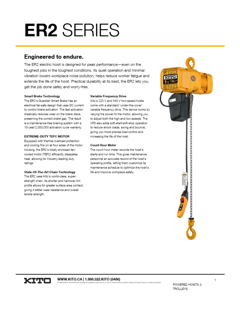 Er2m L, LD, S, SD - Kito Canada | PDF | Electric Motor | Manufactured Goods