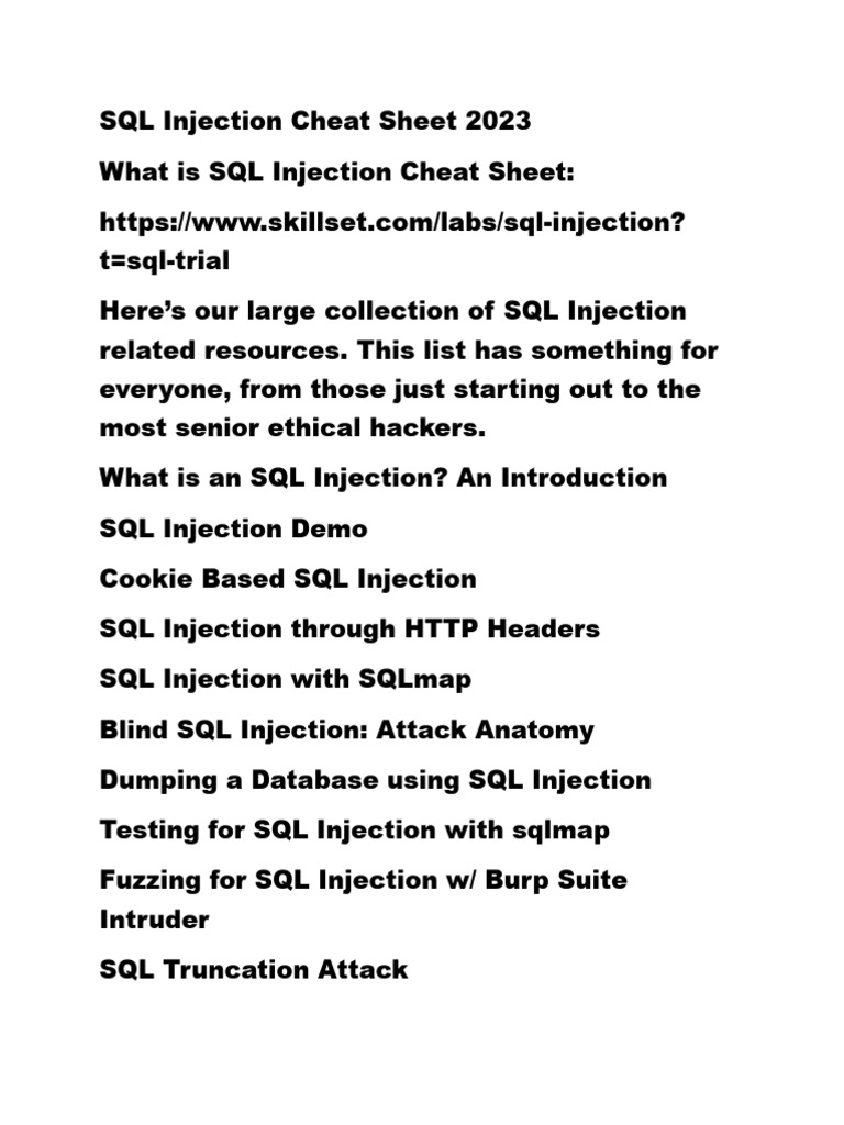 SQL Injection Guide for Hackers | PDF