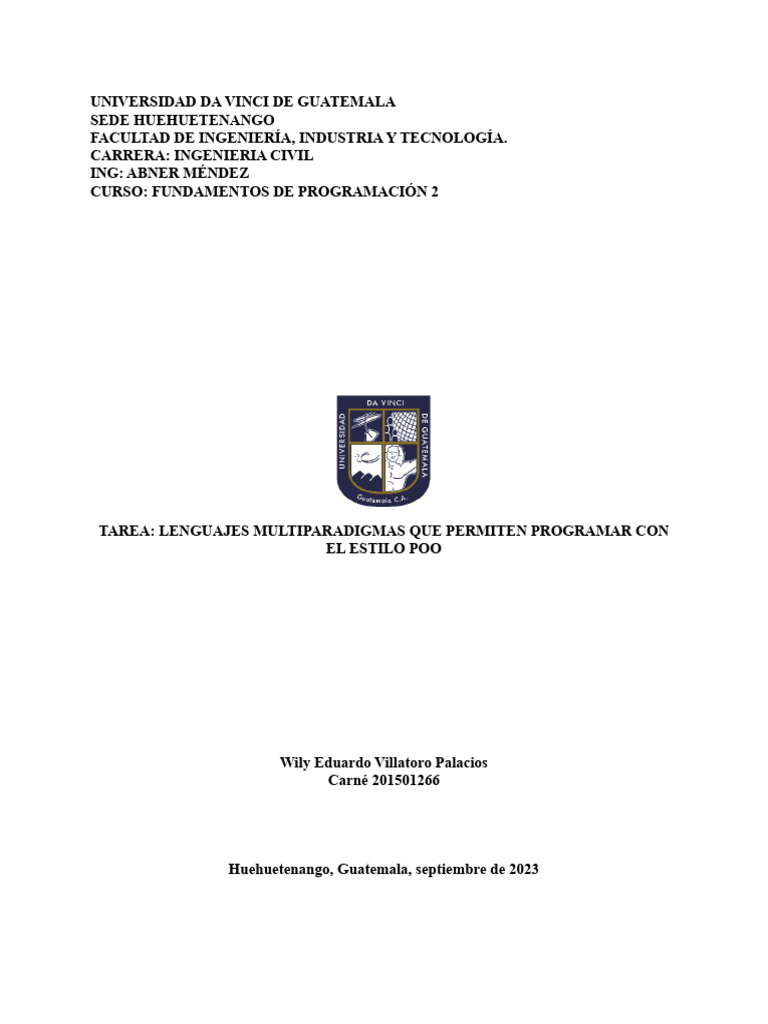 Lenguajes Multiparadigma Que Permiten Programar Con El Estilo de POO ...