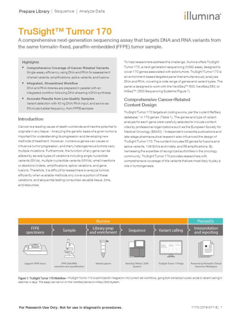Trusight Tumor 170 Data Sheet 1170 2016 017 | PDF | Fluorescence In ...