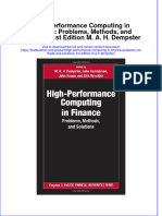 Textbook High Performance Computing in Finance Problems Methods and Solutions 1St Edition M A H Dempster Ebook All Chapter PDF