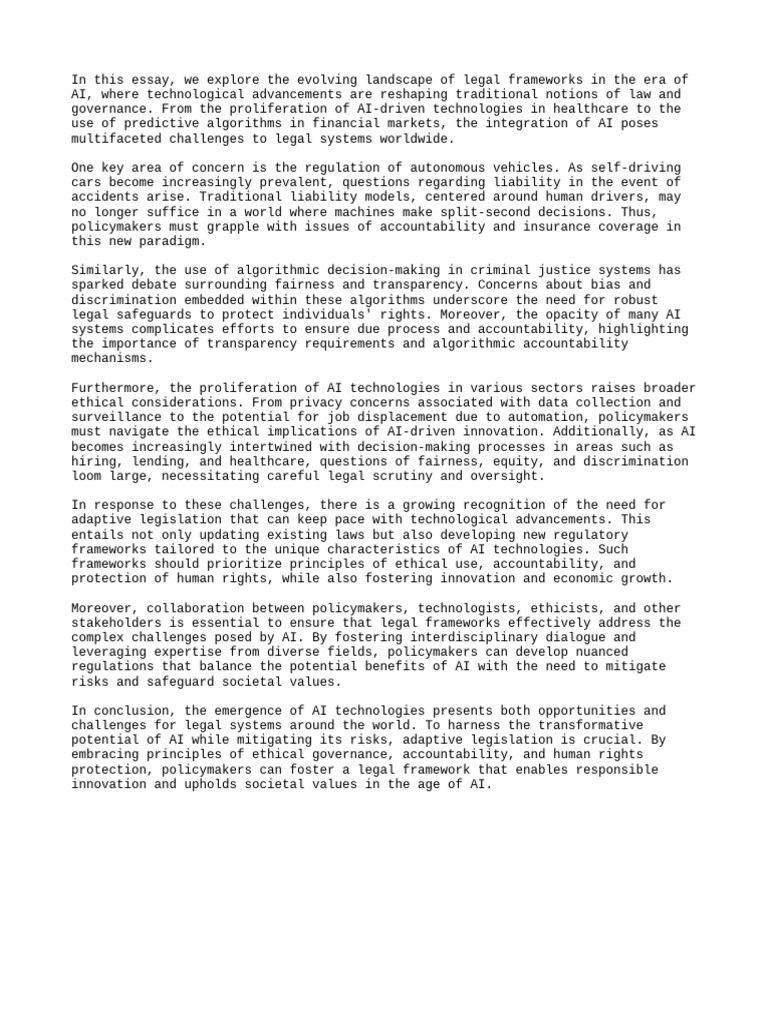 Legal Frameworks in The Age of AI | PDF | Artificial Intelligence ...