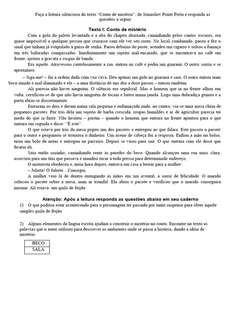 Conto de Suspense | PDF | Davi | Contos