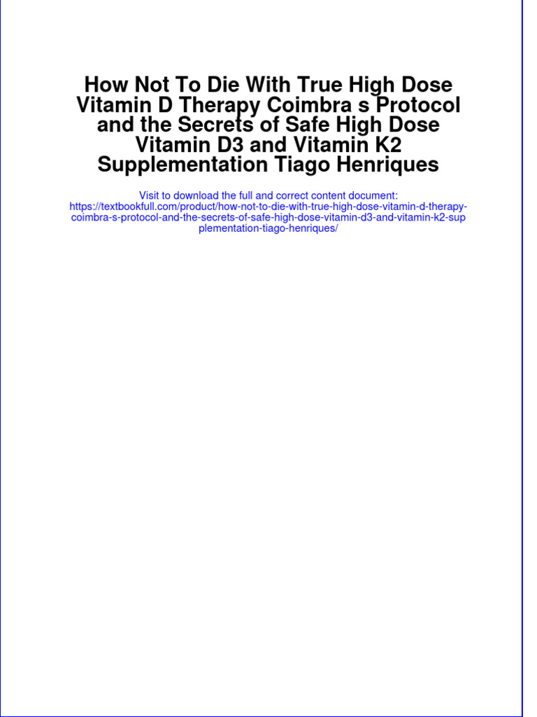 Textbook How Not To Die With True High Dose Vitamin D Therapy Coimbra S