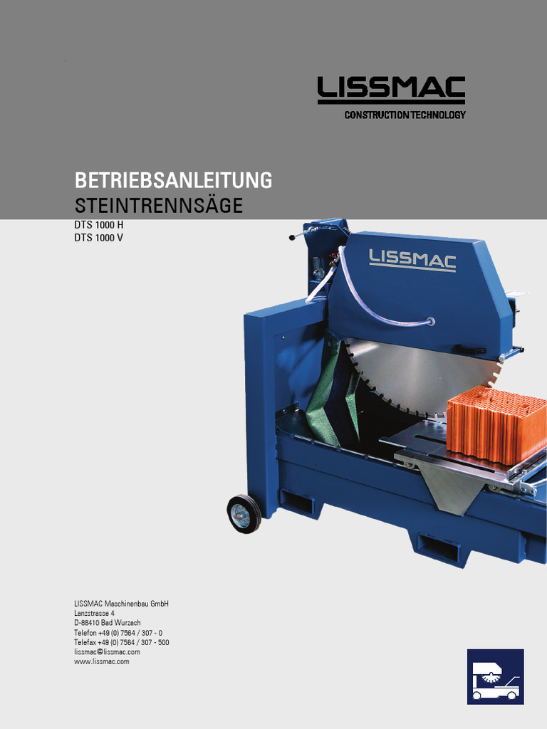 Lissmac DTS 1000H-V Stand 07 2015 | PDF