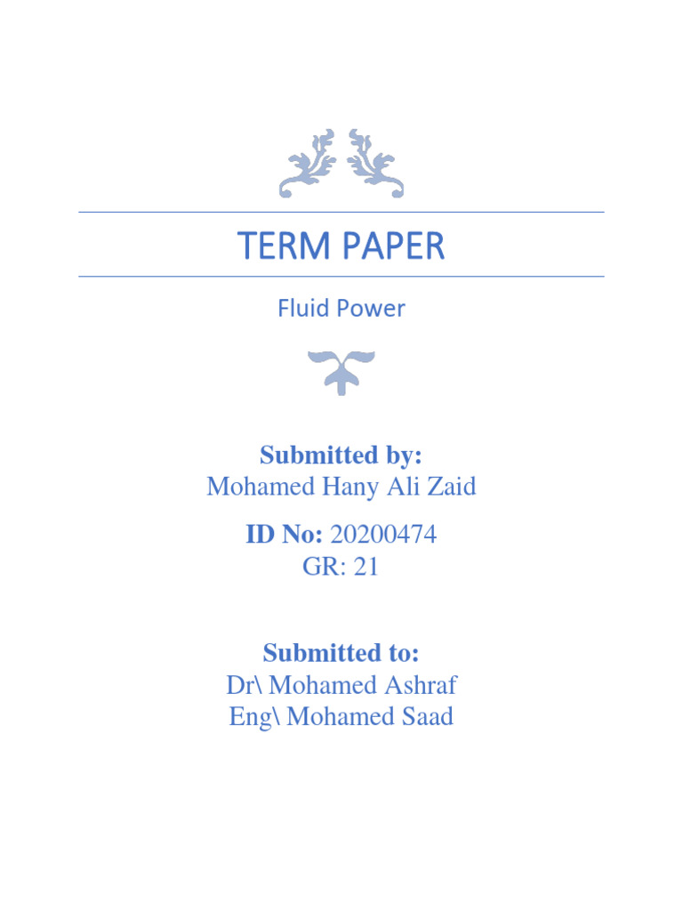 Fluid Power Term Paper | PDF