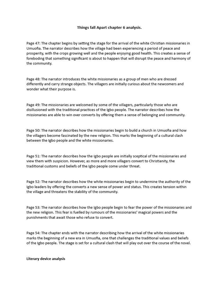 Chapter 6 Analysis of Things Fall Apart PDF