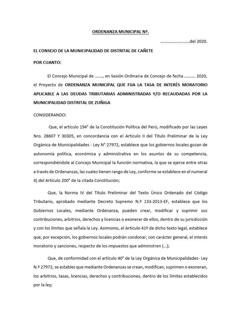 Tasa de Interés Moratorio en Zúñiga | PDF | Gobierno local | Gobierno