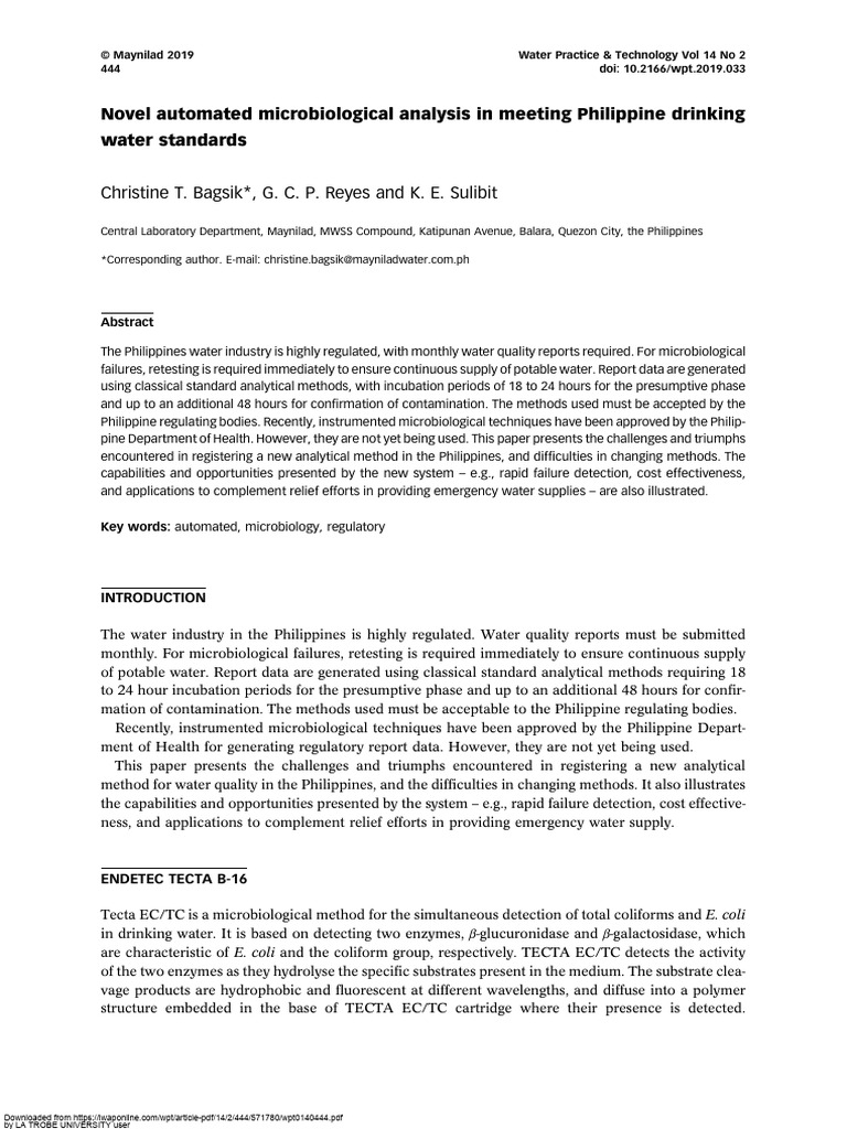 Automated Microbial Testing in Water Quality | PDF | Drinking Water ...