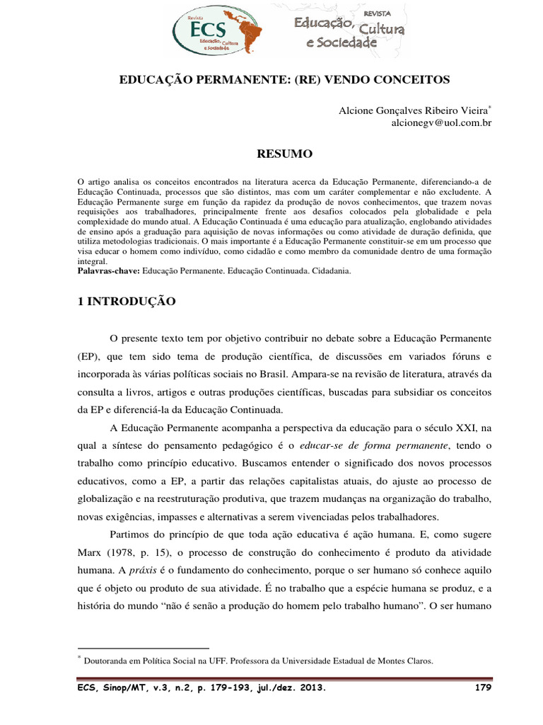 Educação Permanente: Conceitos e Práticas | PDF | Aprendizado | Pedagogia