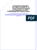 Human Computer Interaction INTERACT 2019 17th IFIP TC 13 International Conference Paphos Cyprus September 2 6 2019 Proceedings Part I David Lamas