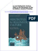 Textbook Herodotus and Hellenistic Culture Literary Studies in The Reception of The Histories 1St Edition Jessica Priestley Ebook All Chapter PDF