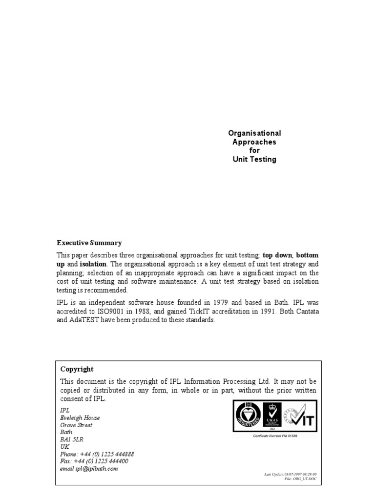 Org Approach To Unit Testing | PDF | Unit Testing | Subroutine