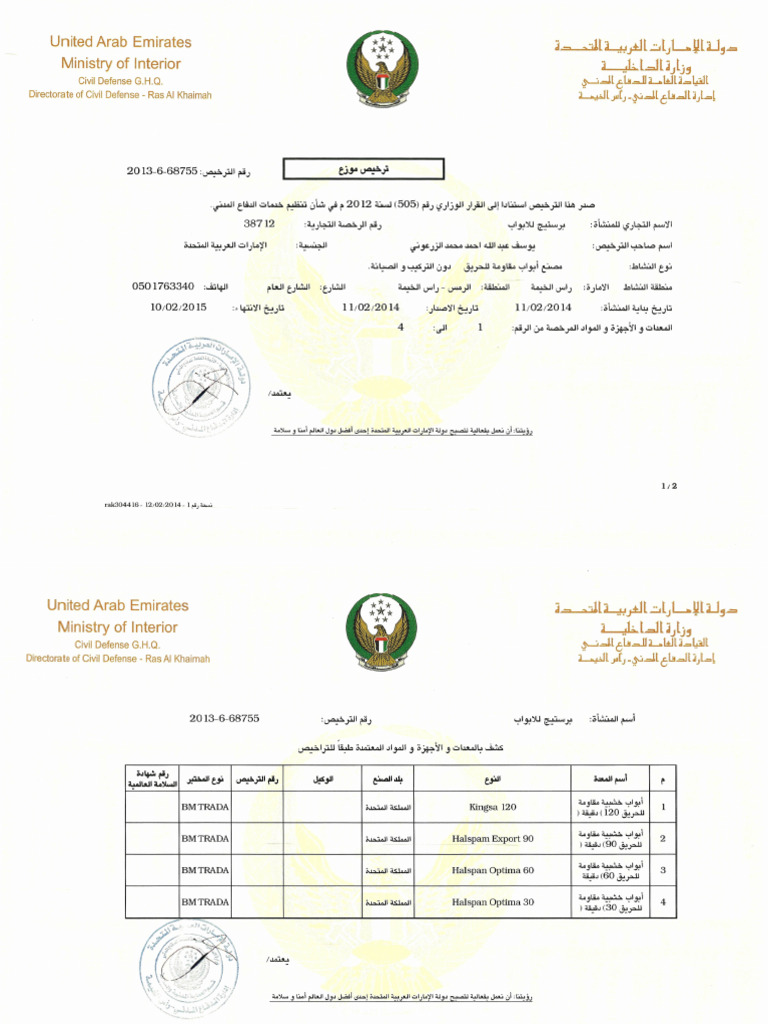 Ras Al Khaimah Civil Defense Info | PDF