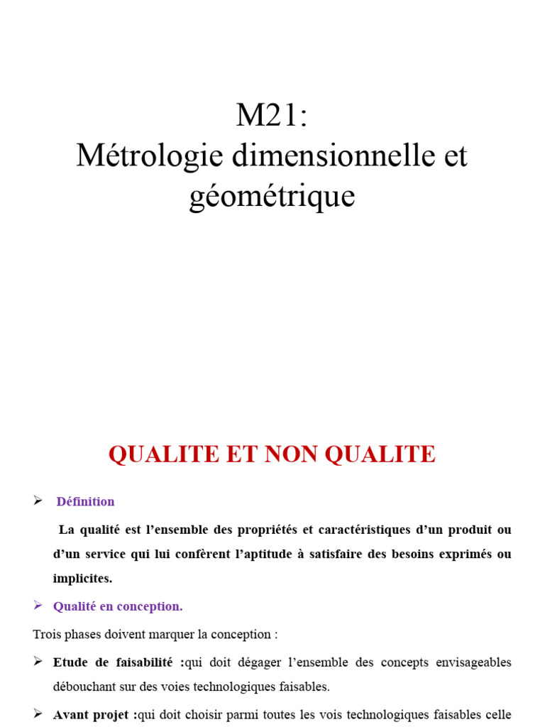 Métrologie Dimensionnelle et Qualité | PDF | Métrologie