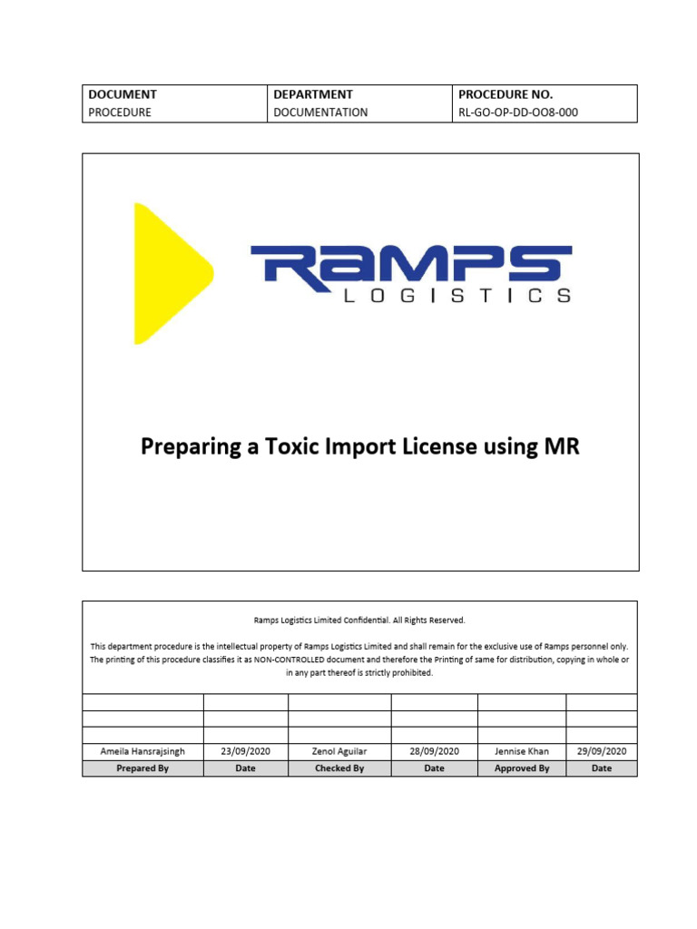 RL-GO-OP-DD-008-000 - Preparing A Toxic Import License Using MR | PDF ...
