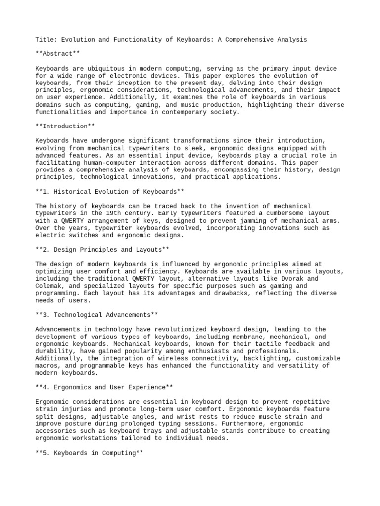 Keyboard Evolution and Functionality Analysis | PDF | Computer Keyboard ...