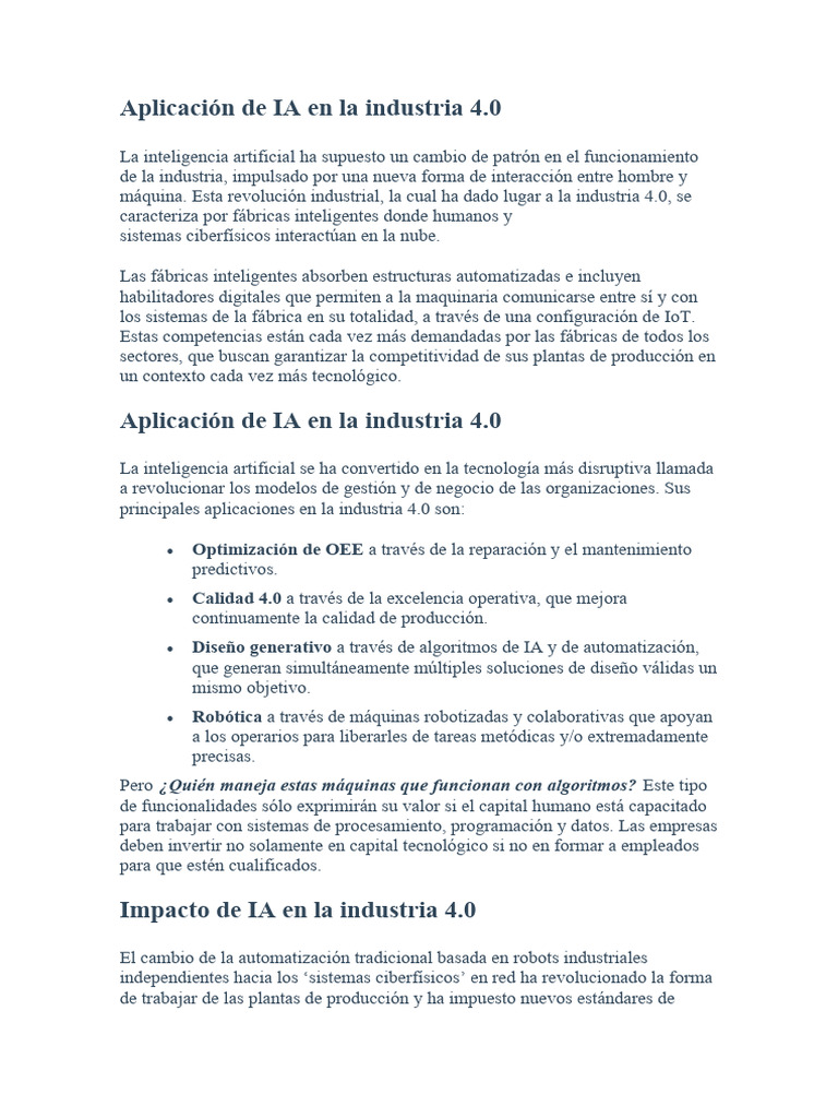 Aplicación de IA en La Industria 4.0 | Descargar gratis PDF ...