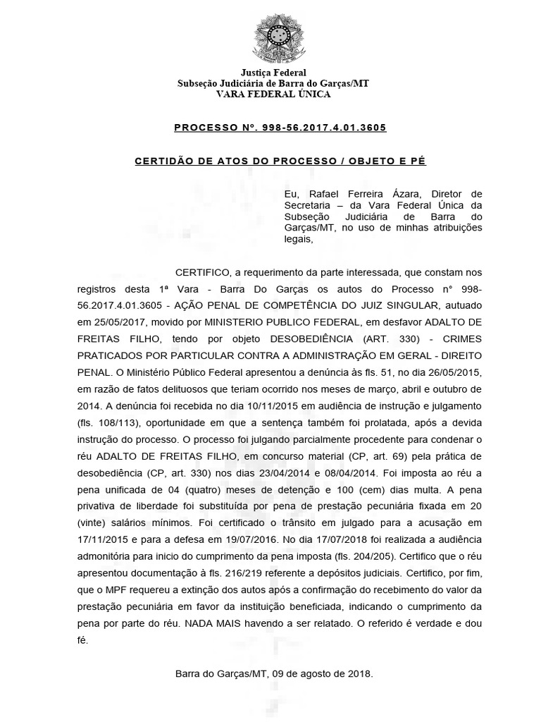 Certidão De Atos Objeto E Pé 998 56 2017 4 01 3605 Criminal