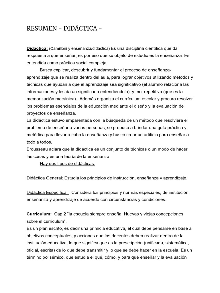 Didáctica y Curriculum en Educación | PDF | Plan de estudios | Enseñando