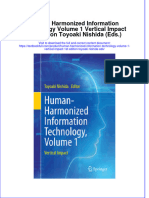 PDF Human Harmonized Information Technology Volume 1 Vertical Impact 1St Edition Toyoaki Nishida Eds Ebook Full Chapter