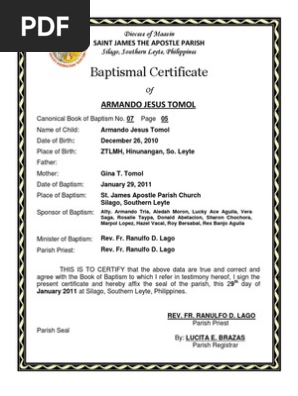 Baptismal Certificate 1