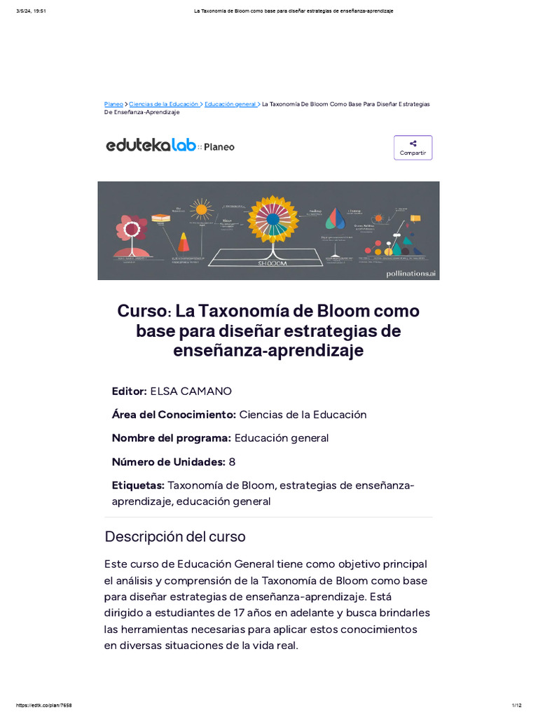 La Taxonomía de Bloom Como Base para Diseñar Estrategias de Enseñanza ...