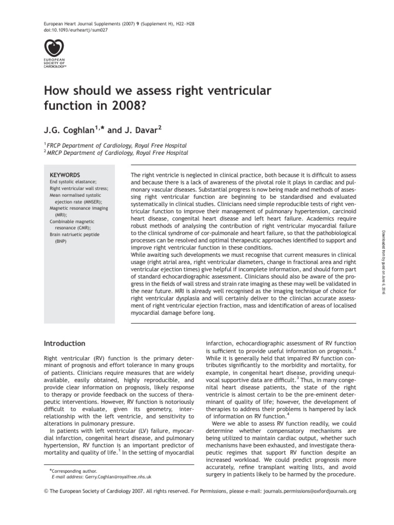 How Should We Assess Right Ventricular Function in 2008 | PDF ...
