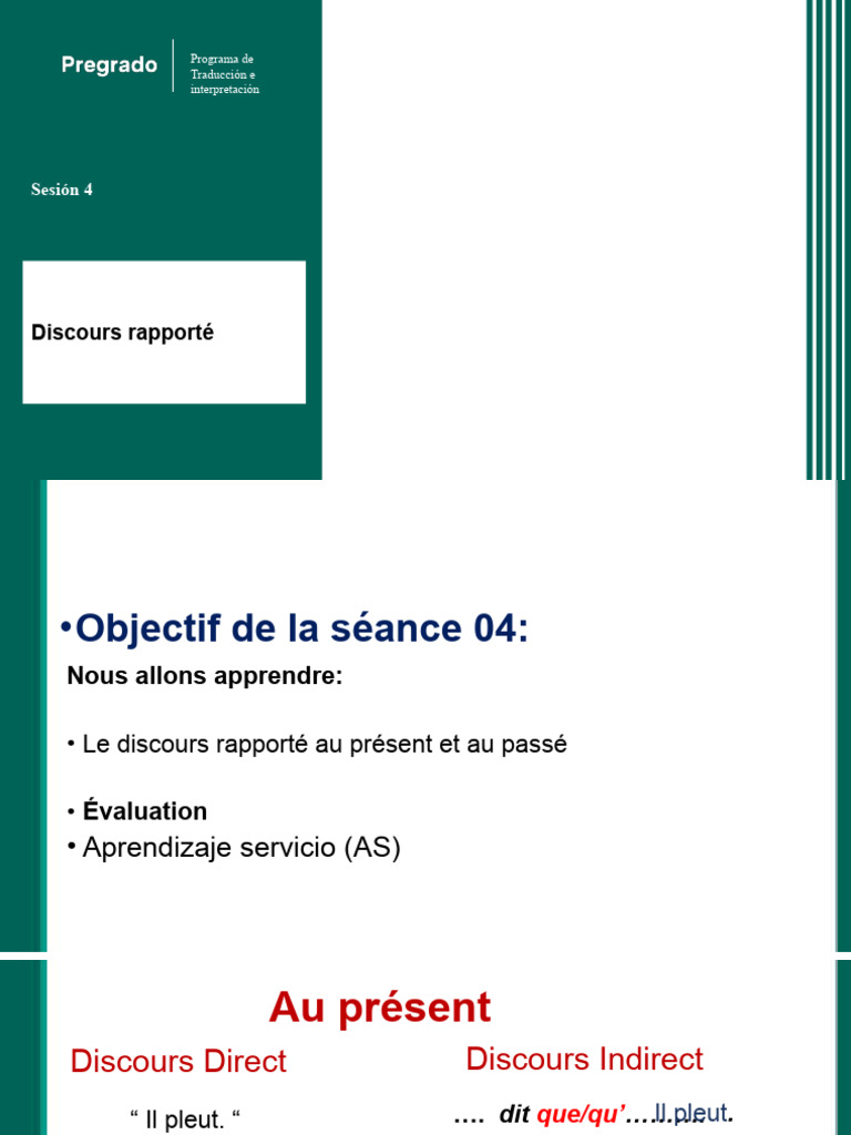 Discours Rapporté : Présent et Passé | PDF
